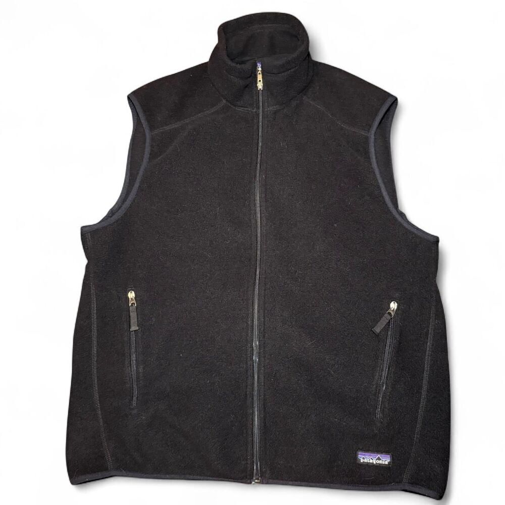 Patagonia Synchilla Black Fleece Vest Men’s Large – Outdoor Zip-Up Sleeveless